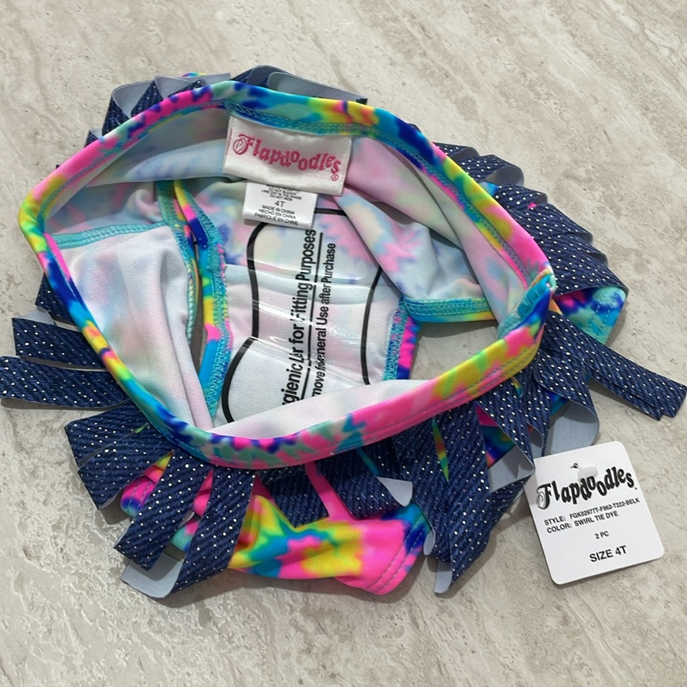 NWT FLAPDOODLES Little Girl Tie-Dye 2-Piece Bikini Swim Set *4T - Picture 4 of 6